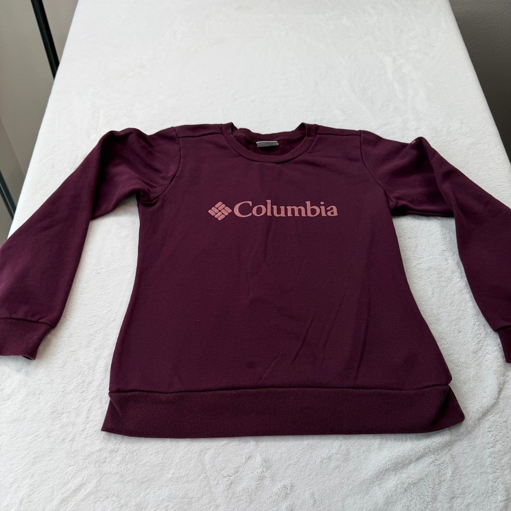 Columbia Sweatshirt Womens Medium Burgundy Pink‎ Logo Fleece Lined Good XL0716